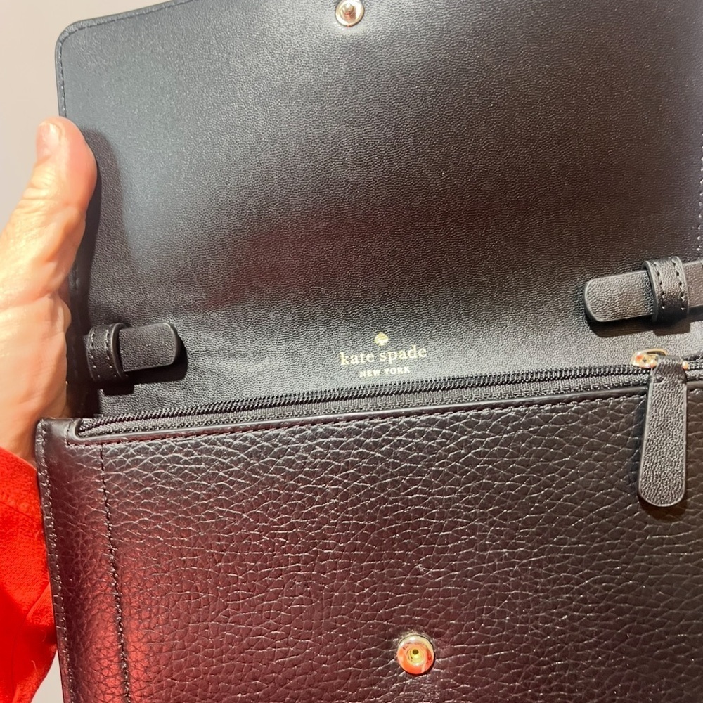 Kate Spade New York Black Pebbled Leather Wallet on Chain Crossbody - Picture 4 of 15